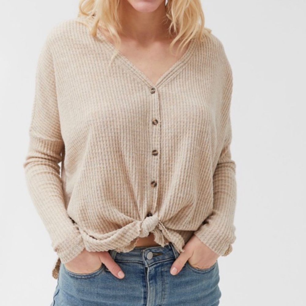 UO Thermal Button Up Top